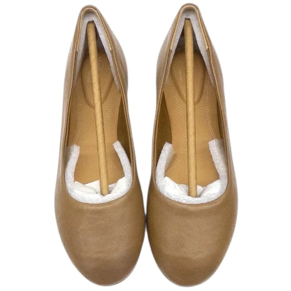 Hush Puppies Kendall Ballet Flats Women's 7 Wide Tan Leather